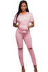 Sexy Pink Scoop Back Hooded 2pcs Pant Set